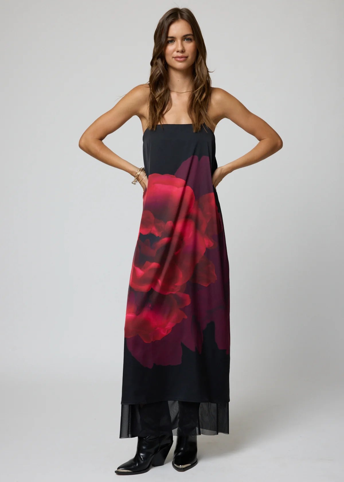 Stillwater THE CATALINA MAXI SLIP DRESS MIDNIGHT ROSE