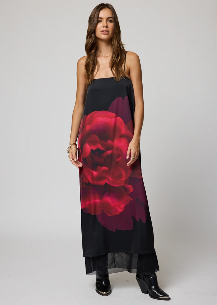 Stillwater THE CATALINA MAXI SLIP DRESS MIDNIGHT ROSE