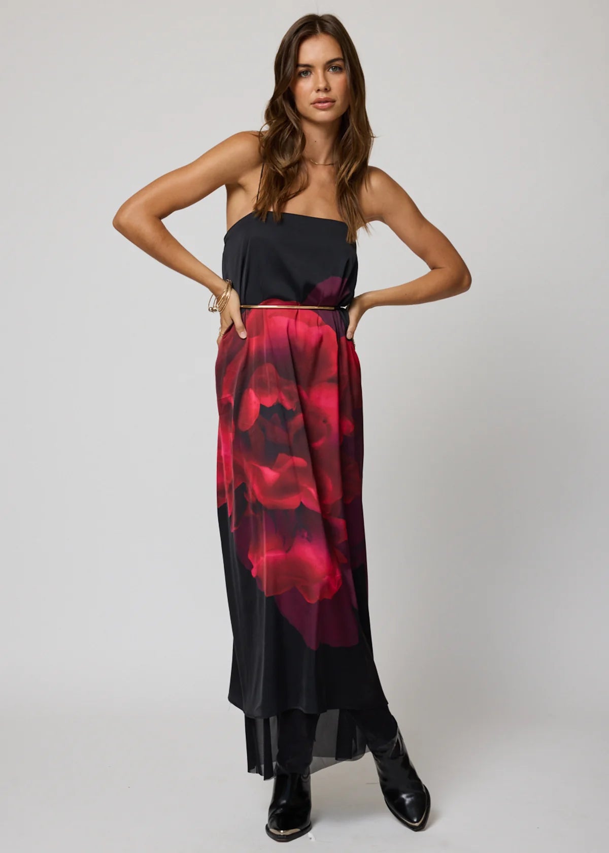 Stillwater THE CATALINA MAXI SLIP DRESS MIDNIGHT ROSE