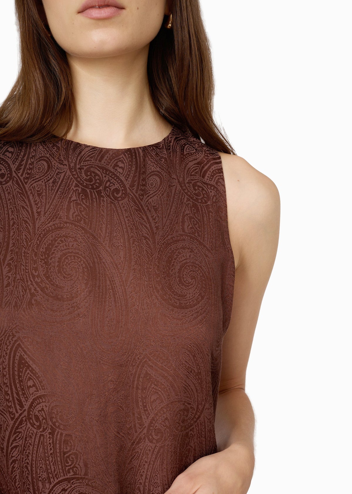CAMI NYC INGRAM JACQUARD SHIFT DRESS UMBER LIGHTWEIGHT JACQUARD