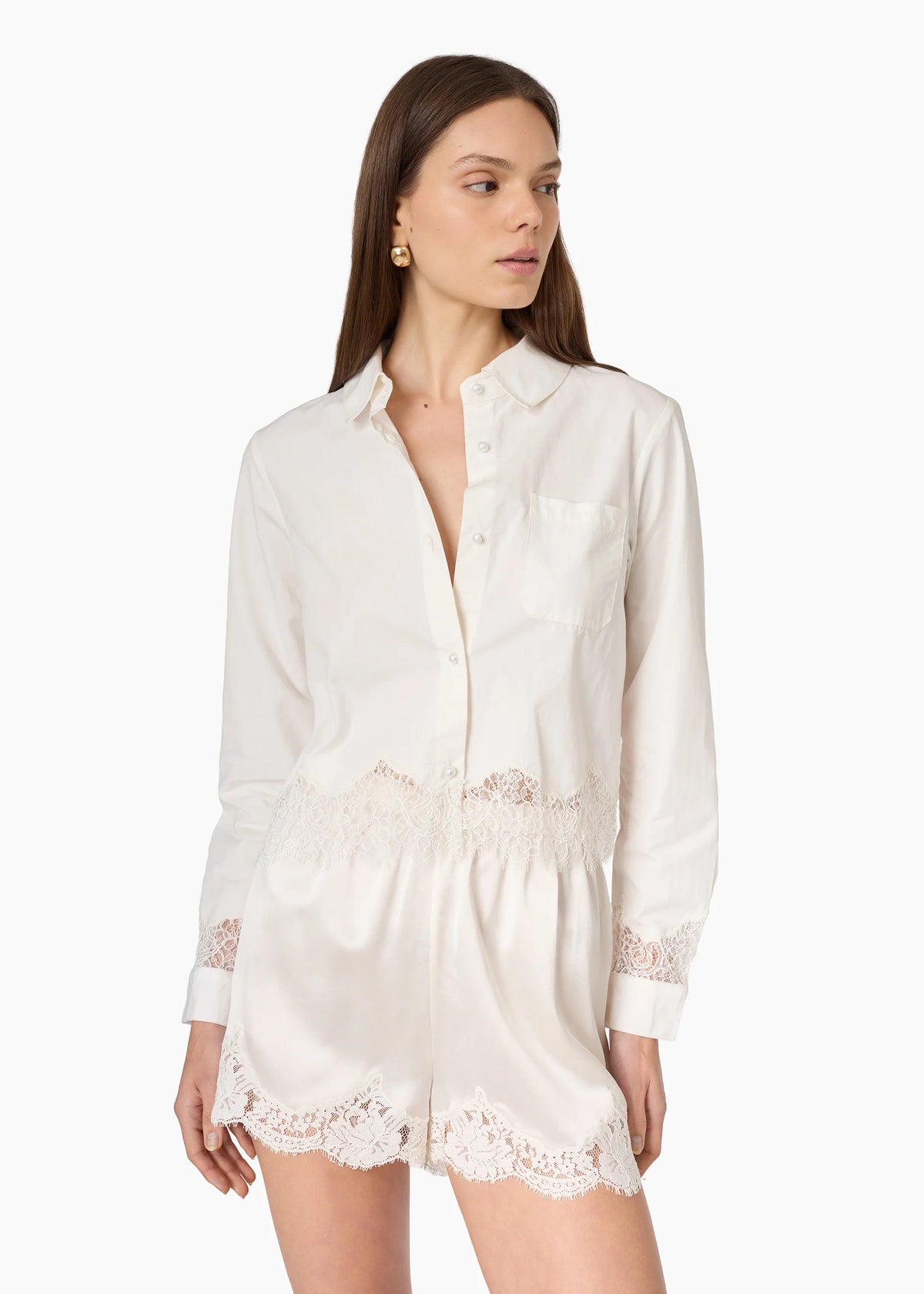 CAMI NYC NAPIER COTTON POPLIN SHIRT WHITE COTTON POPLIN