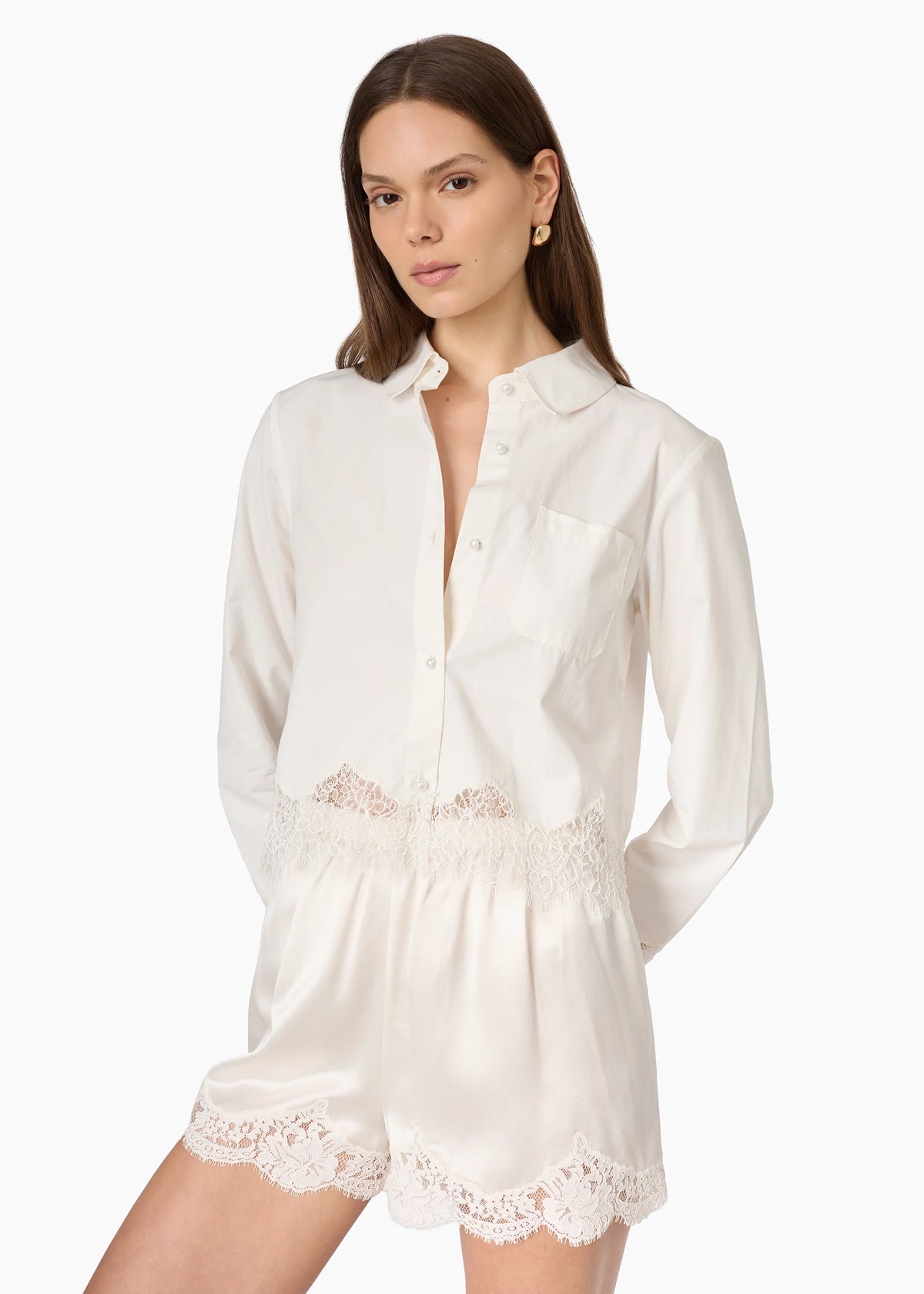 CAMI NYC NAPIER COTTON POPLIN SHIRT WHITE COTTON POPLIN
