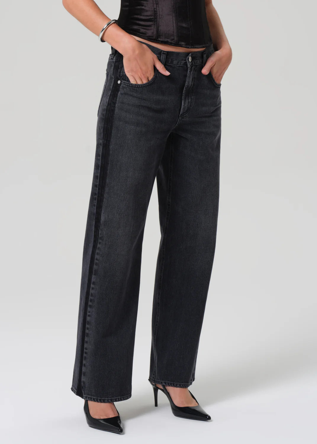 Citizens of Humanity Lindz Easy Straight Tuxedo Stripe In Kuro