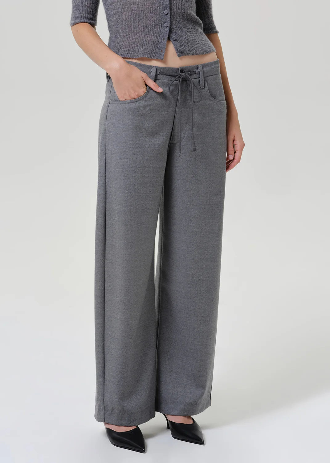 Citizens Of Humanity Brynn Drawstring Italian Virgin Wool Trouser In Gris