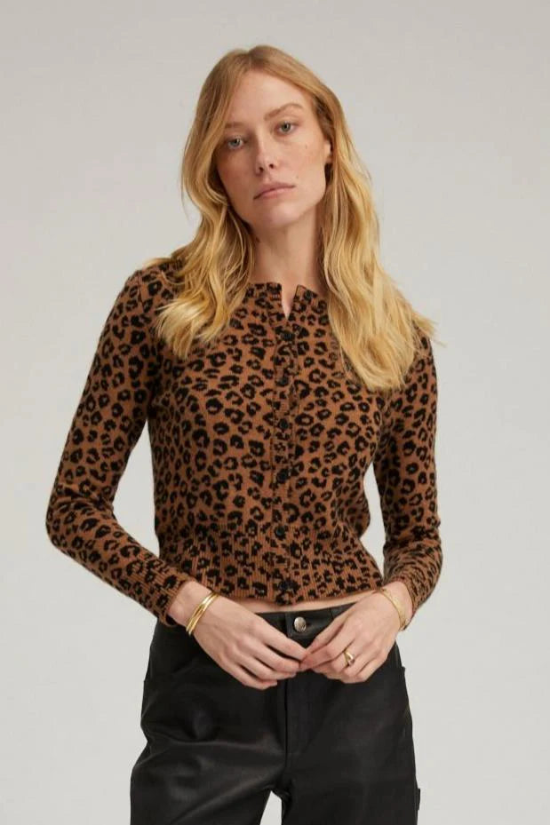 SPRWMN LEOPARD CASHMERE BABY CARDIGAN