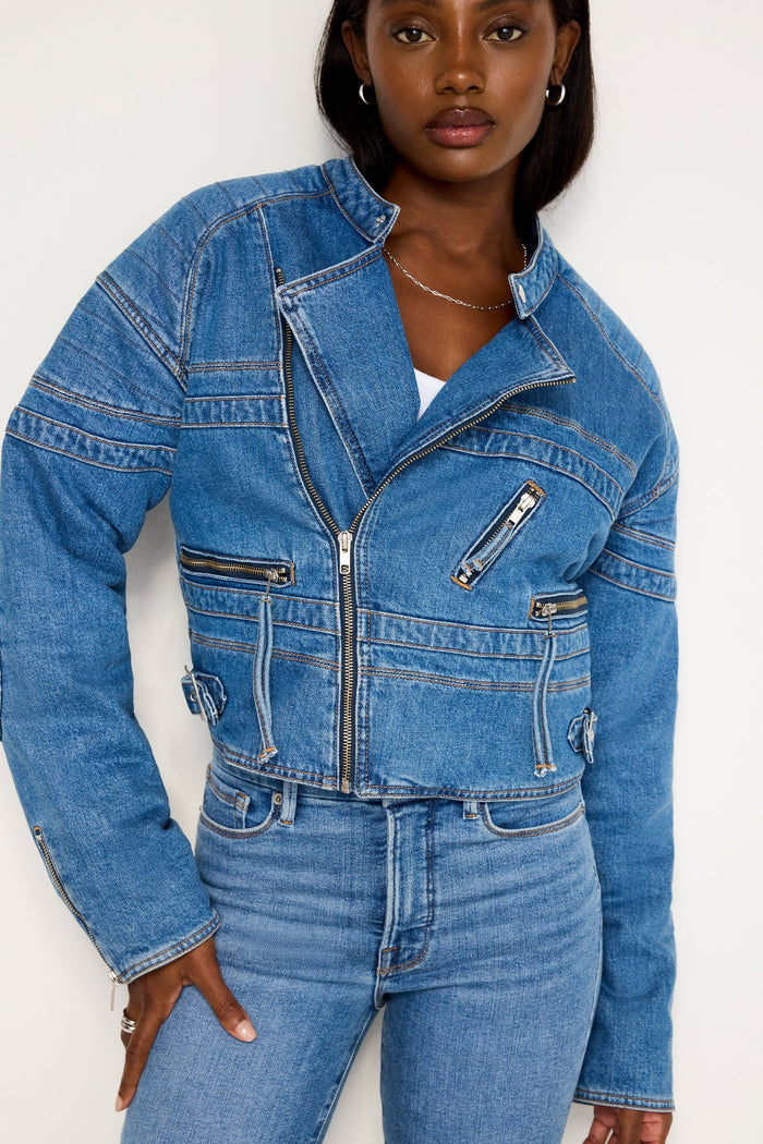 Good American DENIM MOTO JACKET Indigo684