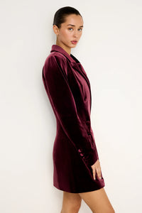 Good American VELVET BLAZER MINI DRESS Oxblood002