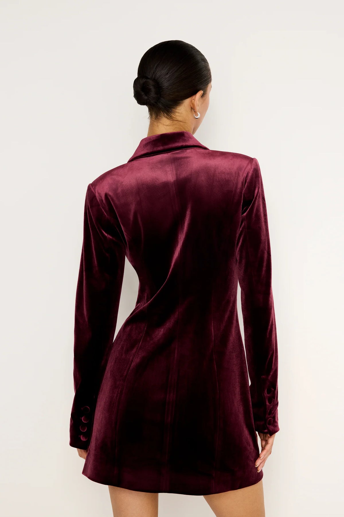 Good American VELVET BLAZER MINI DRESS Oxblood002