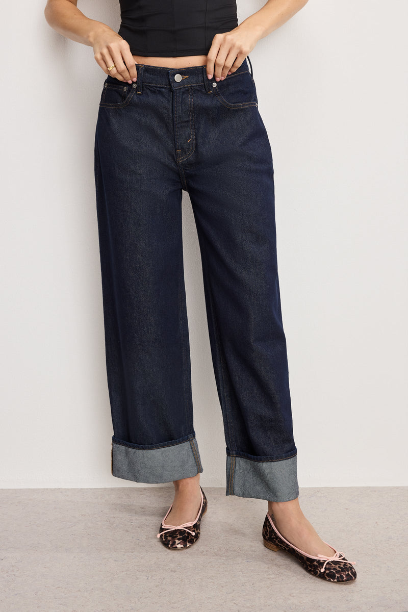 Good American Good Low Rise Baggy Cuffed Jeans - Indigo1006