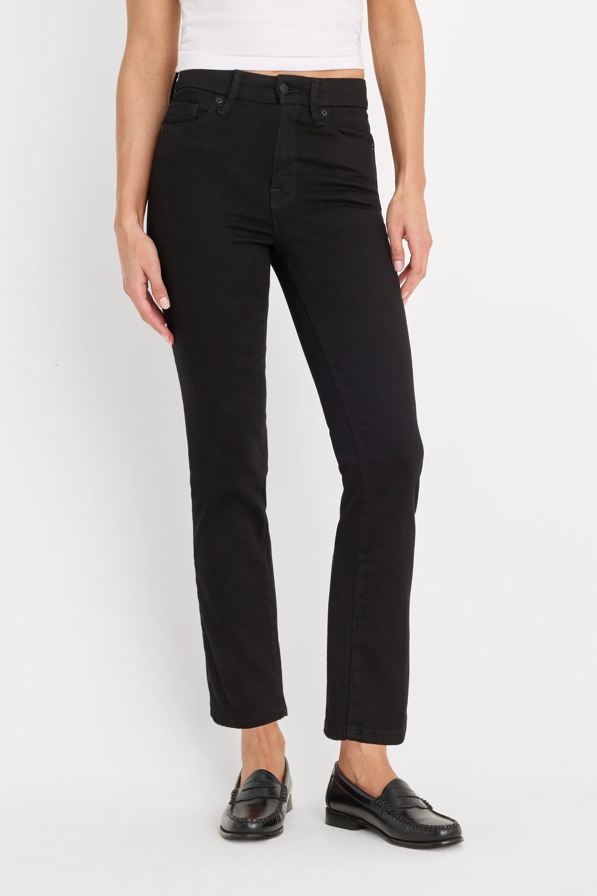 GOOD AMERICAN never fades good legs straight jeans - BLACK