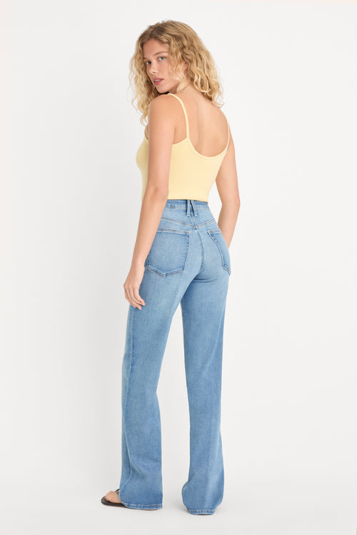 Good American Soft Tech Good True Straight Jeans Indigo1243