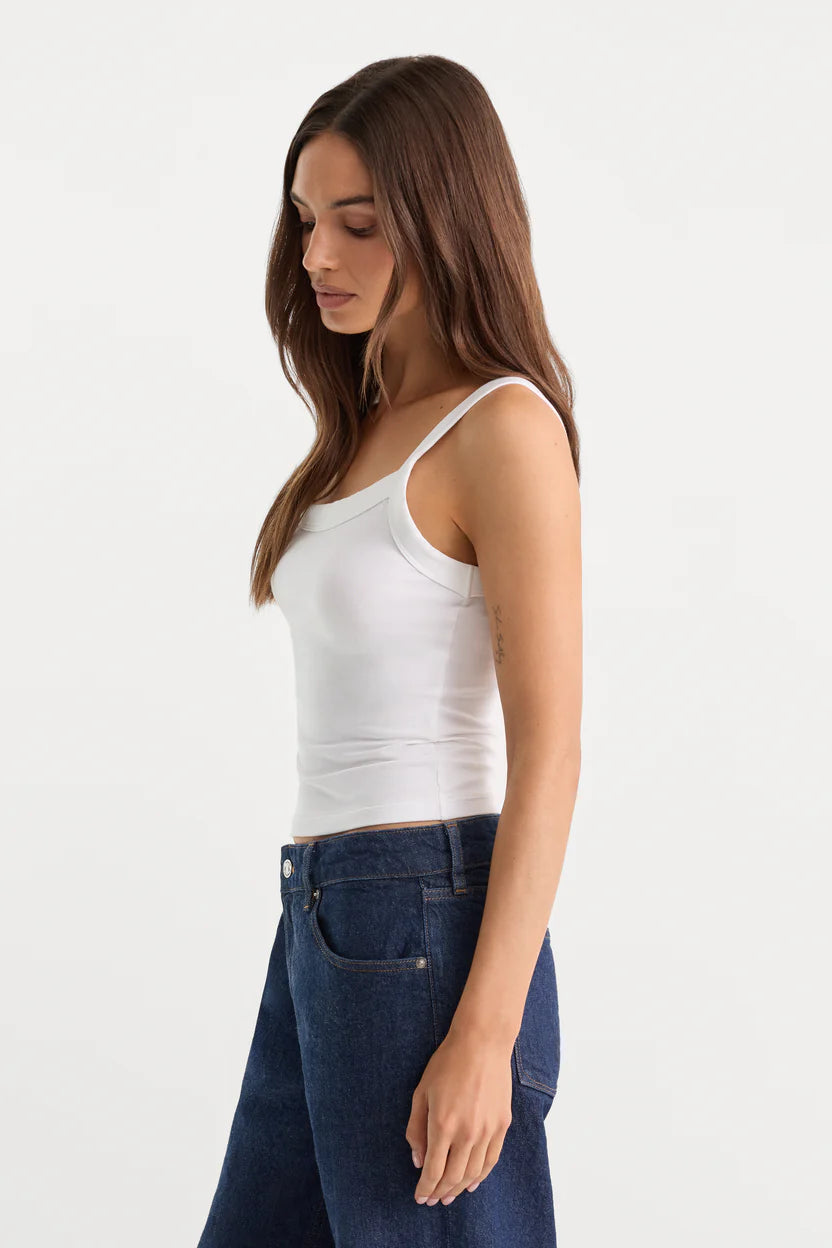 Good American The Ringer Tank in White