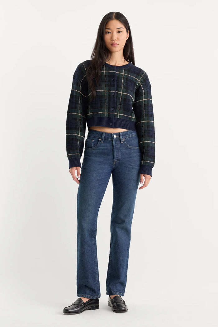 Good American The Jacquard Cardigan -  Forest plaid