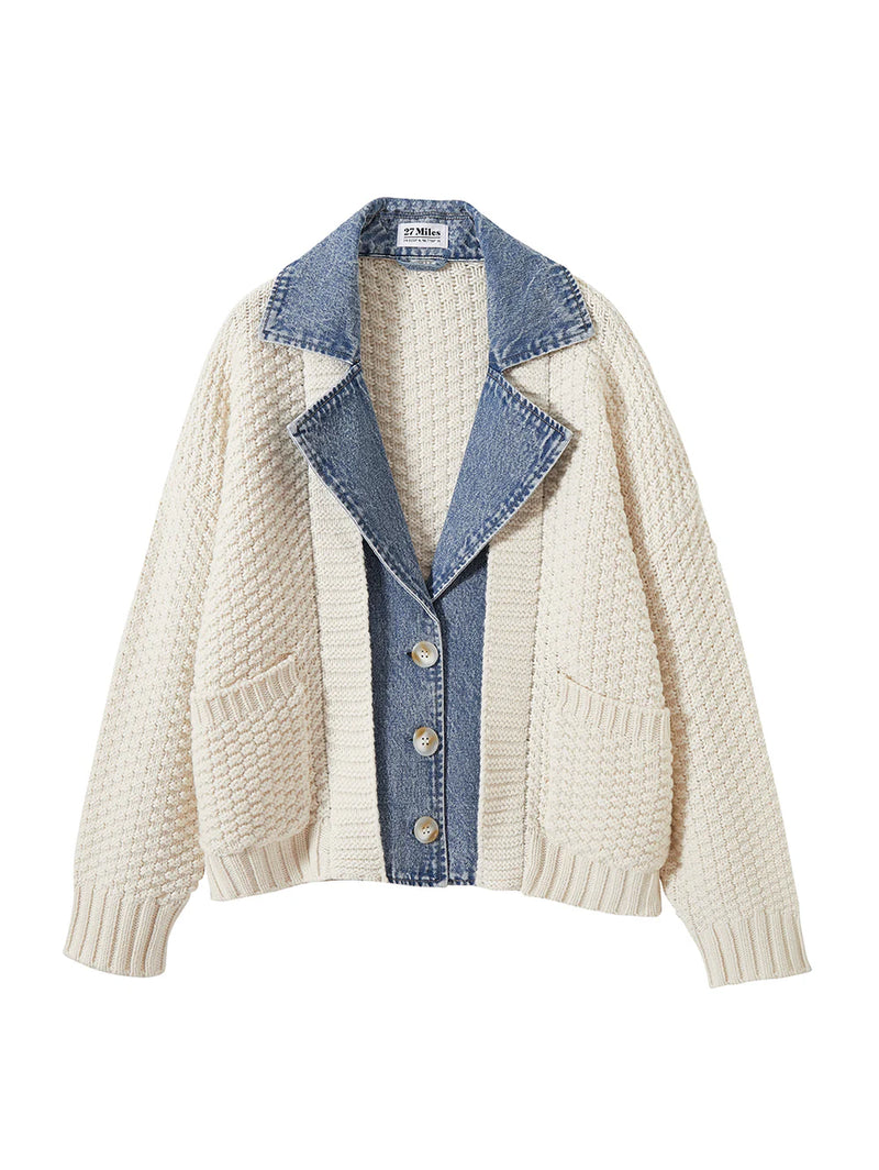 27 Miles Malibu BAILLE COTTON DENIM CHUNKY CARDIGAN