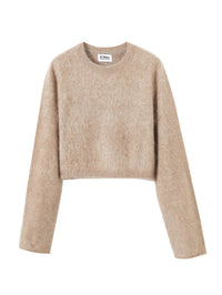 27 Miles Malibu NAJAH FUZZY CROPPED CASHMERE CREWNECK DRIFTWOOD