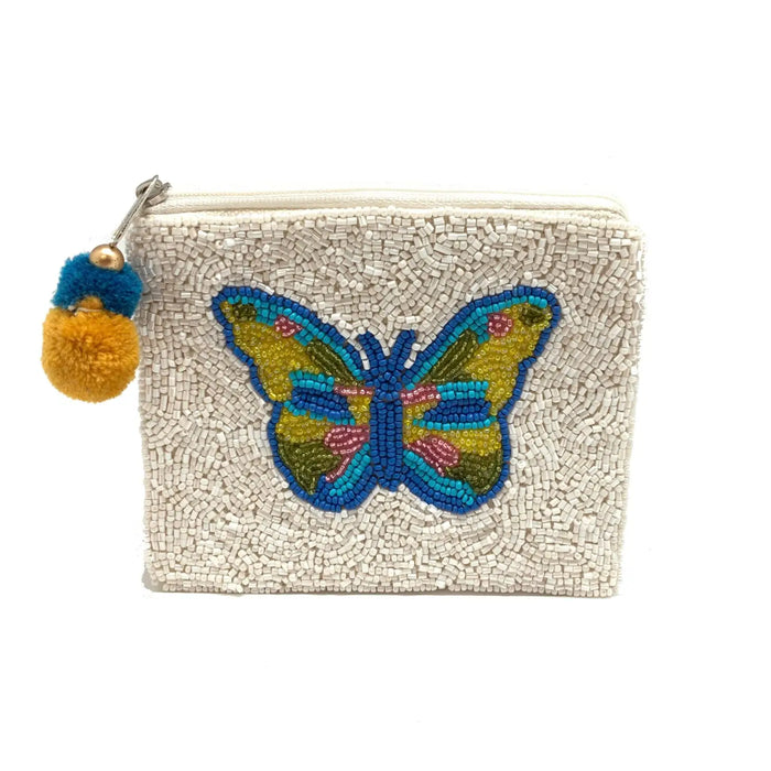 Concepts Reno Butterfly Beaded Coin Pouch white