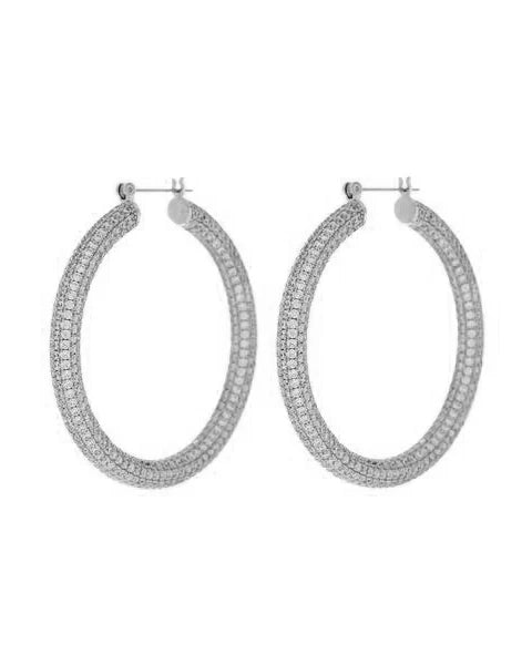 LUV AJ PAVE AMALFI HOOPS- SILVER