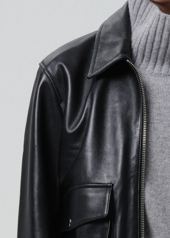 Citizens Of Humanity Zip Front Bomber Jacket In Black