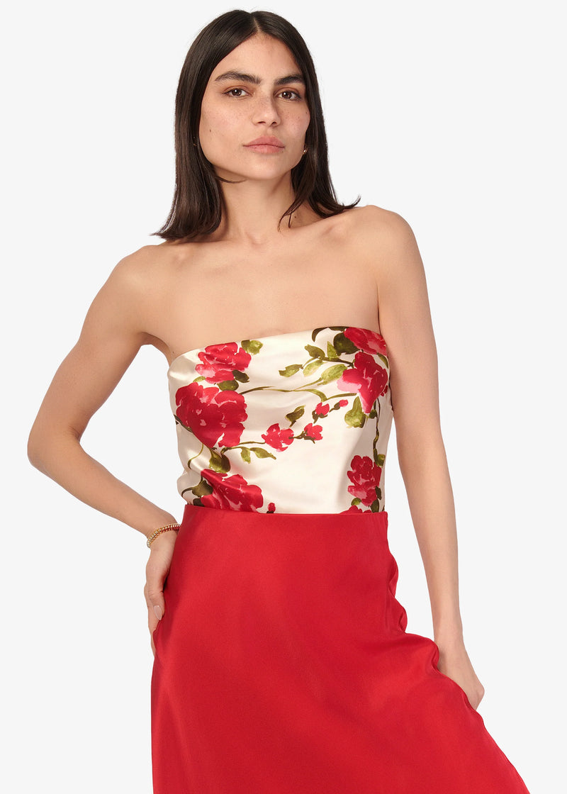 CAMI NYC PRIMA STRAPLESS CAMISOLE CAMPARI WATERCOLOR