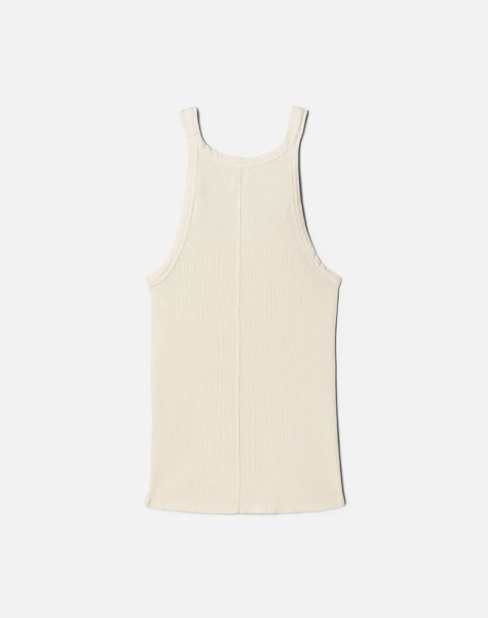 RE/DONE Knotted Ribbed Tank in Vintage White