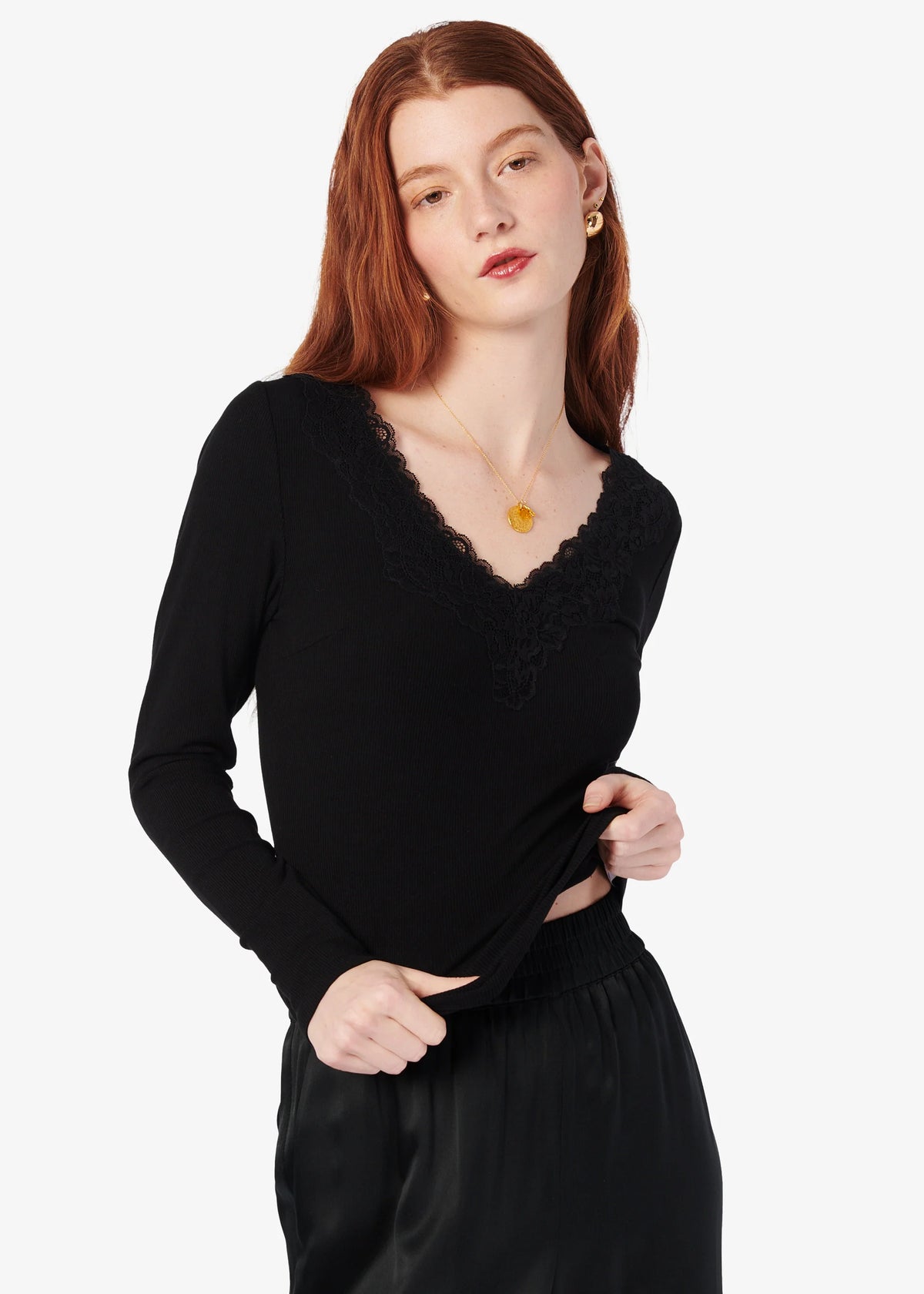 CAMI NYC ROONEY RIB KNIT TOP BLACK