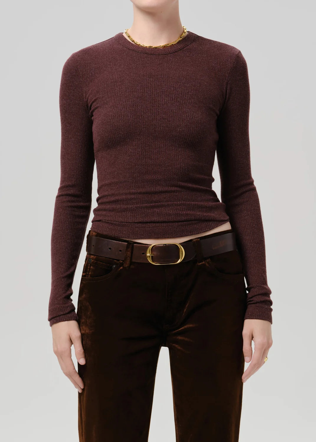 Citizens Of Humanity Bina Crewneck In Heather Mahogany
