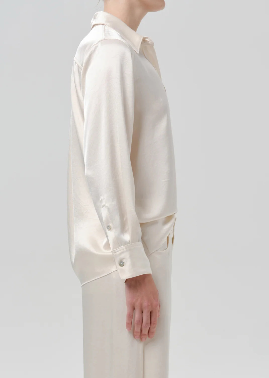 Citizens Of Humanity Tullah Japanese Hammered Satin Shirt In Cream