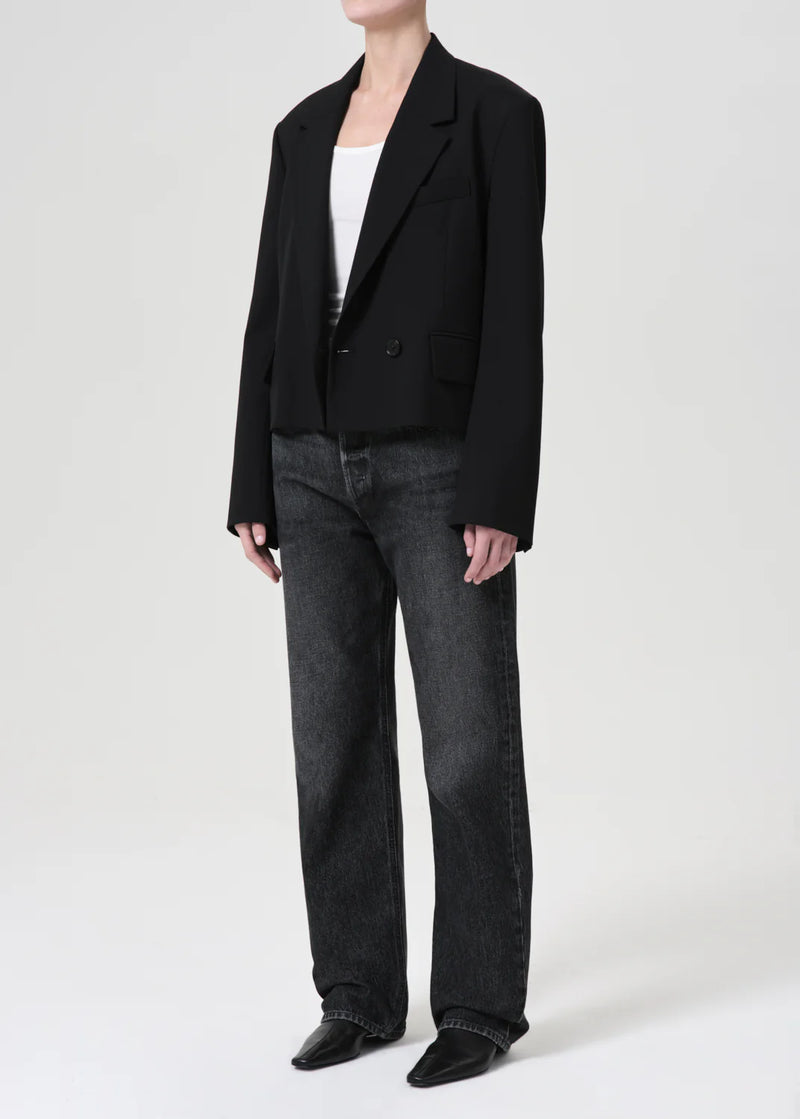 Agolde SHOREDITCH SKI CLUB X AGOLDE CALLIE CROPPED BLAZER IN BLACK