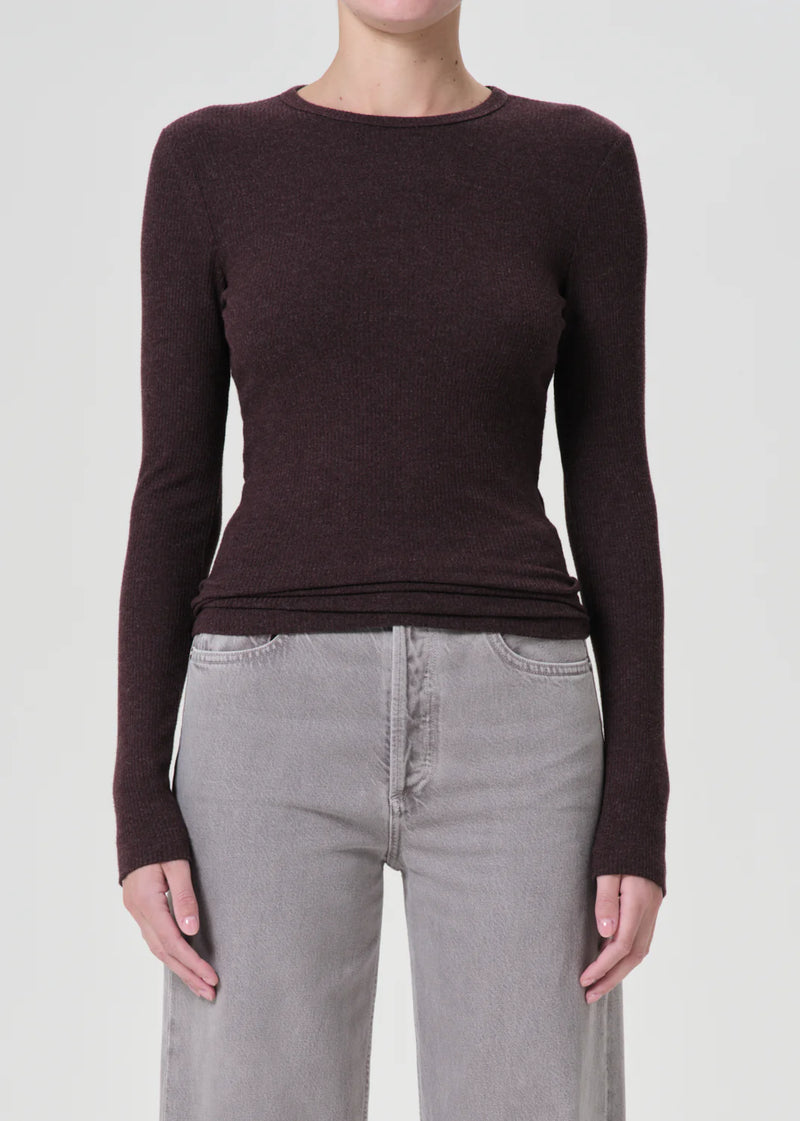 Agolde DELPHI SLIM TEE IN RAISIN