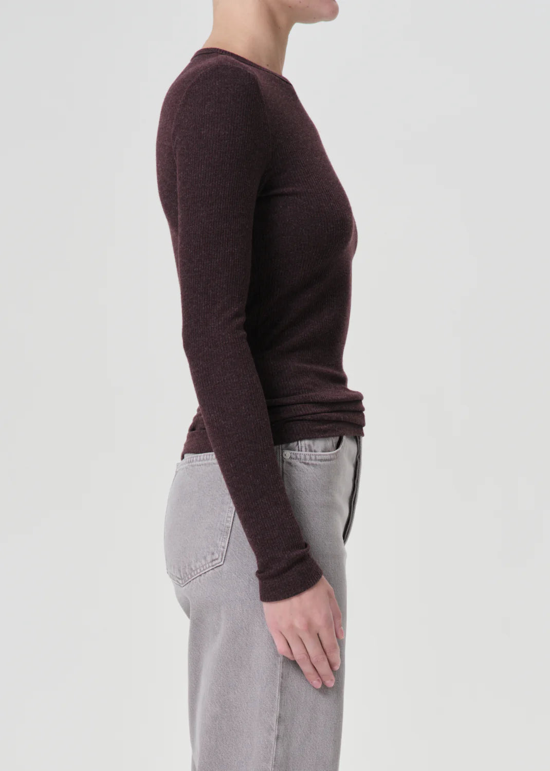 Agolde DELPHI SLIM TEE IN RAISIN