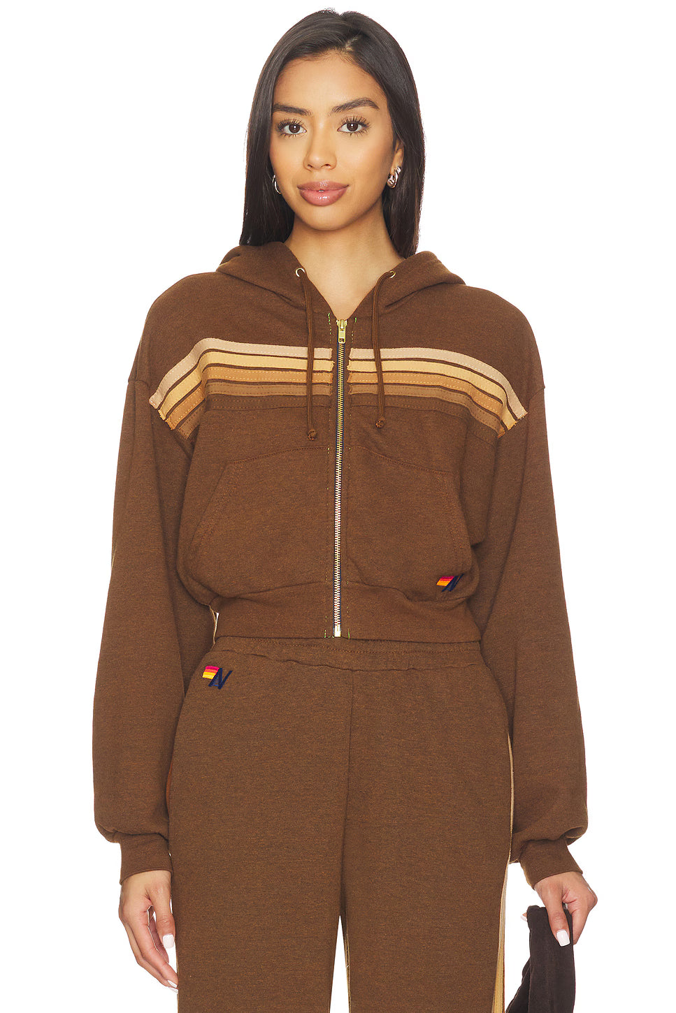 Aviator Nation 5 STRIPE HOODIE - CHOCOLATE // ESPRESSO