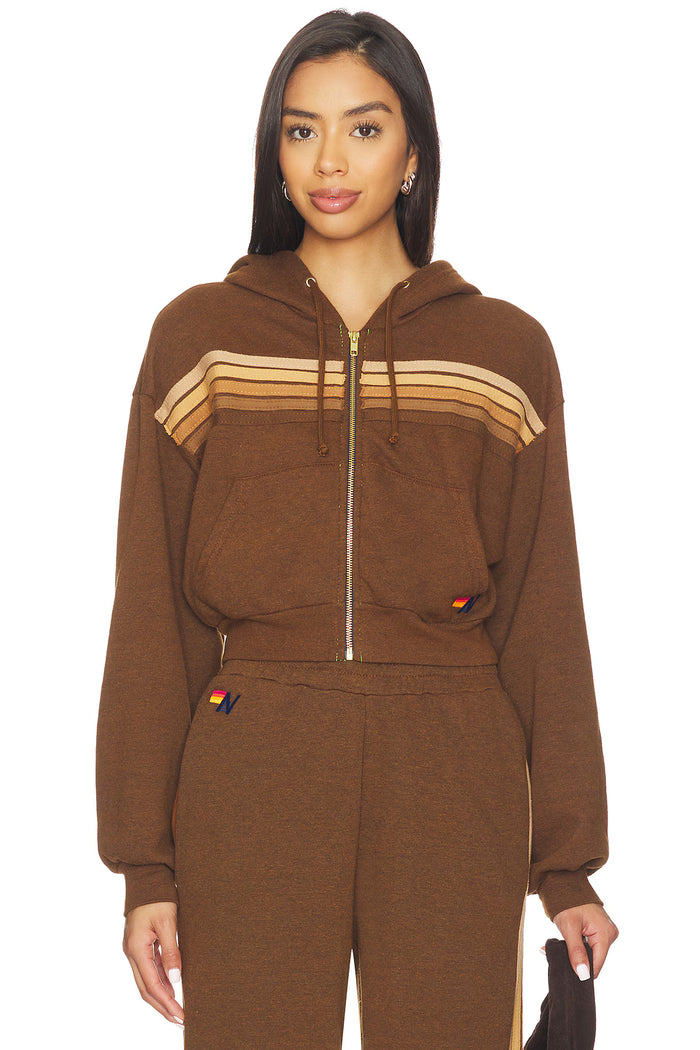Aviator Nation 5 STRIPE HOODIE - CHOCOLATE // ESPRESSO