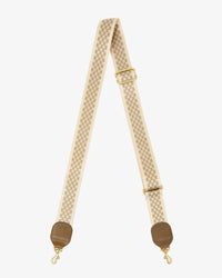 Clare V. Adjustable Webbing Strap Cream / Khaki Checker