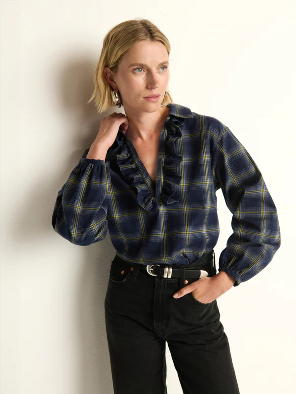 Nation Ltd Beckett Blouse Starry Night Plaid