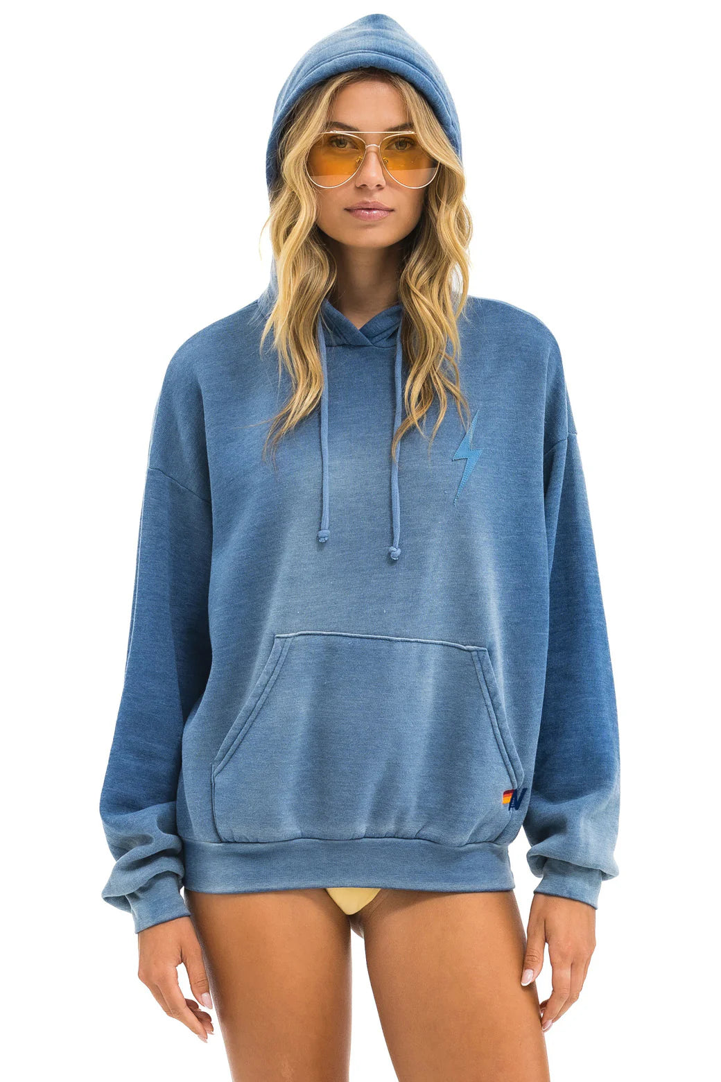 Aviator Nation BOLT STITCH 2 RELAXED PULLOVER HOODIE - FADED WATER