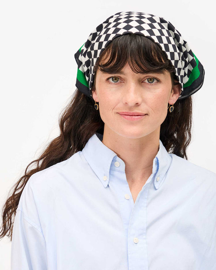 Clare V. Bandana Black & Cream Checker