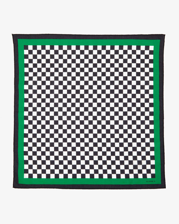 Clare V. Bandana Black & Cream Checker