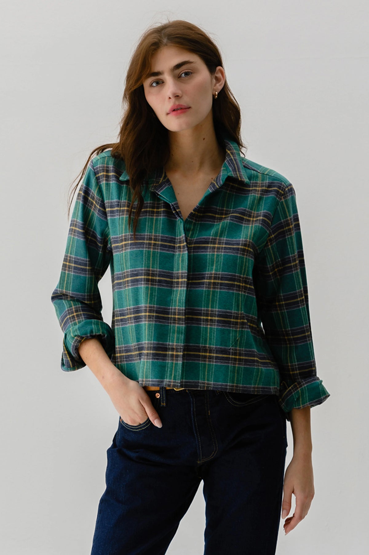 Wear Cissa The BIB Shirt, Japanese Flannel Green Plaid