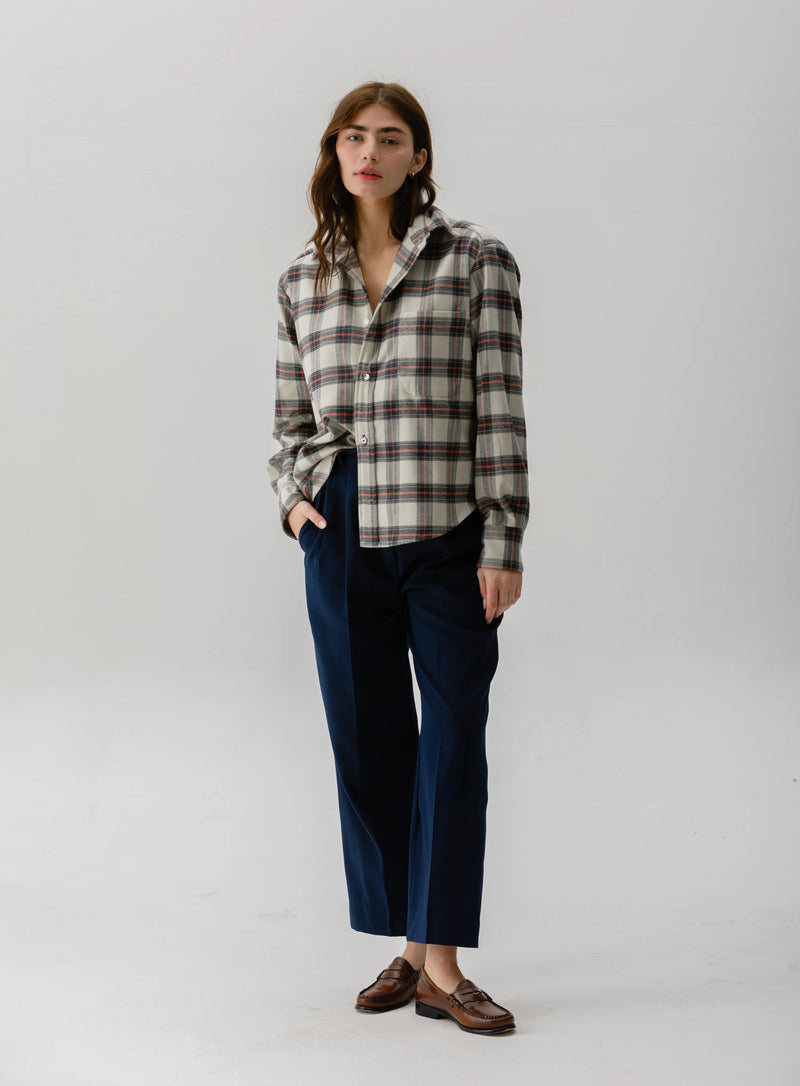 WEAR CISSA The DAILY Shirt, Japanese Flannel WHITE PLAID