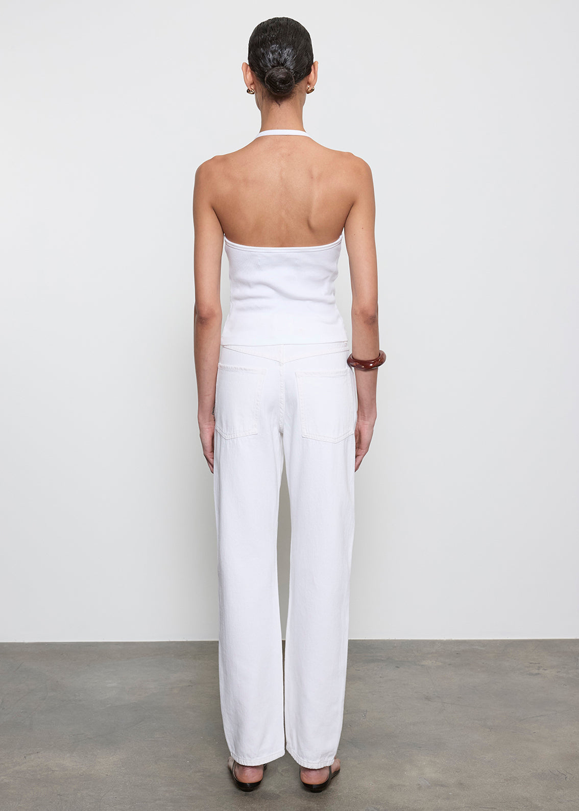 Enza Costa Cotton Rib Halter - White