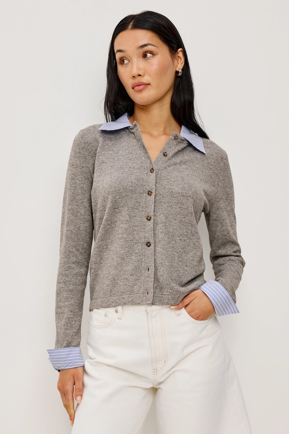 Rails Eryn Cardigan Heather Grey Poplin Mix