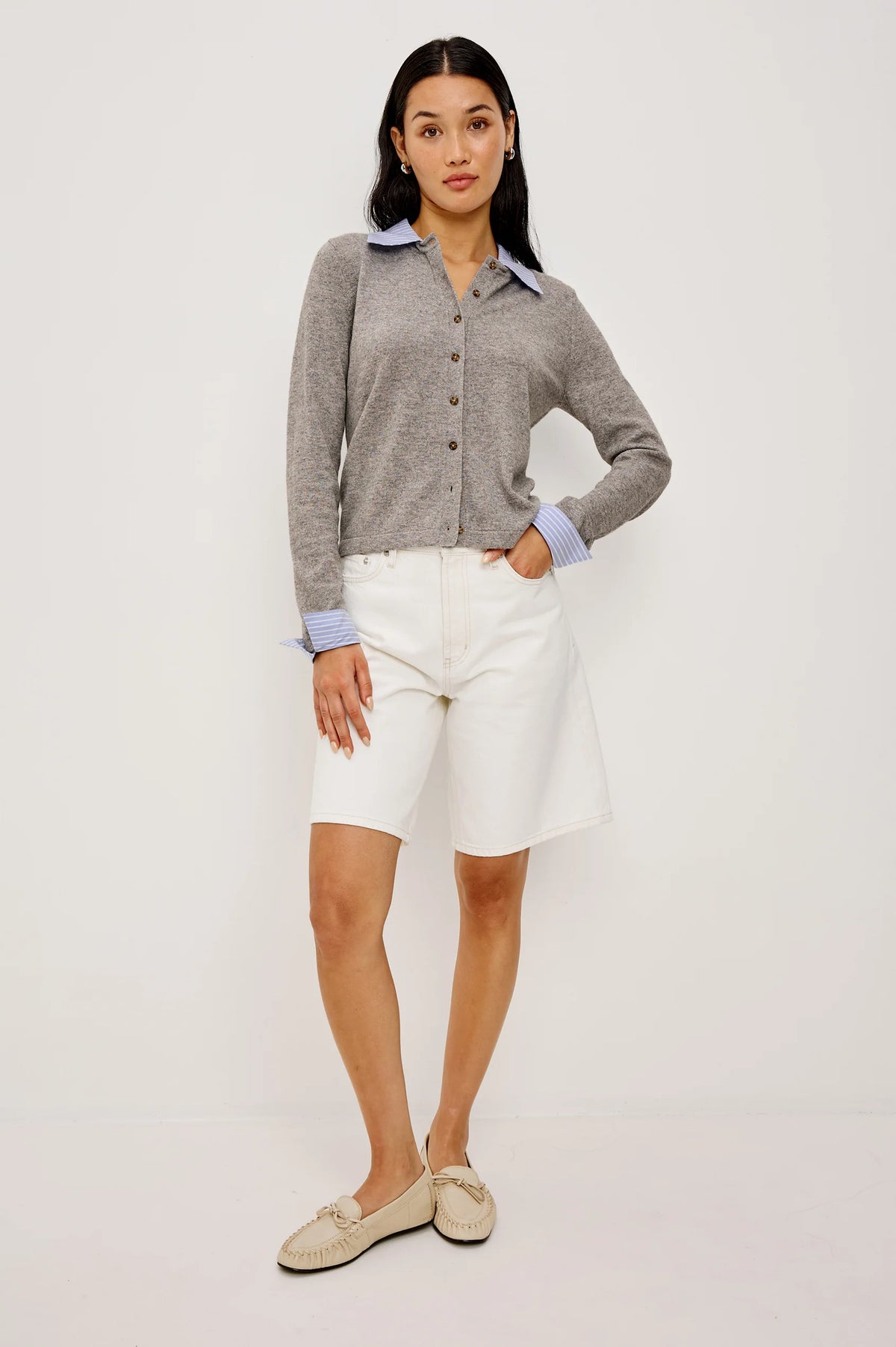 Rails Eryn Cardigan Heather Grey Poplin Mix