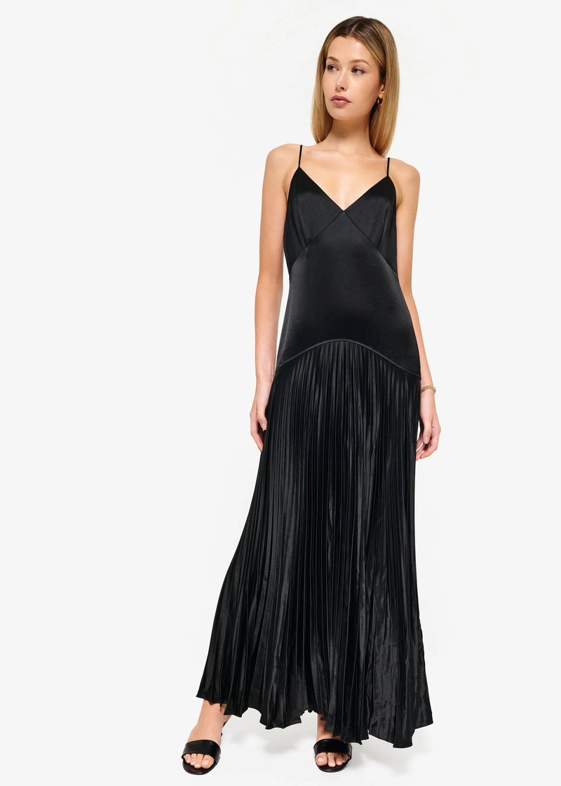 CAMI NYC JENNELYN PLEATED GOWN BLACK