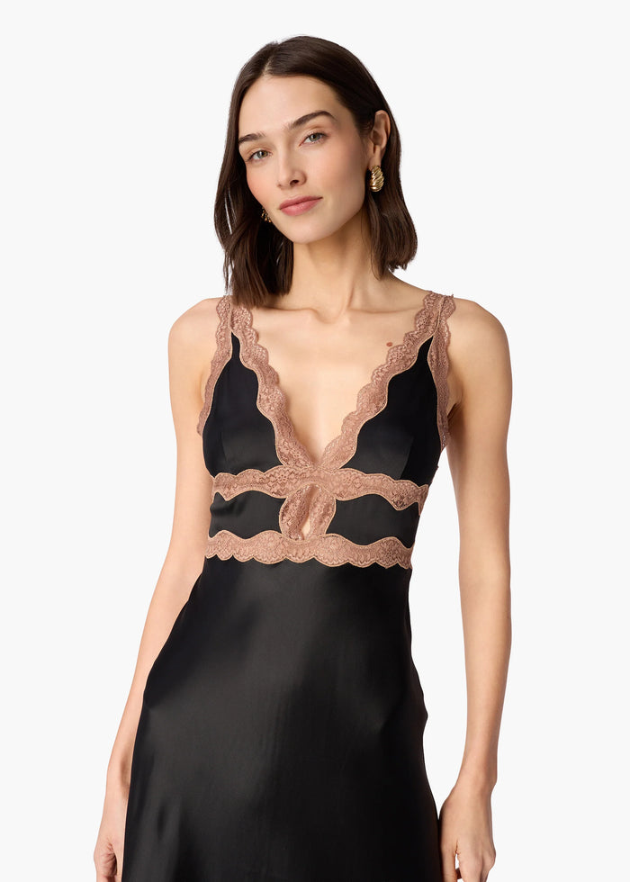 CAMI NYC  WENDICE GOWN BLACK MIDWEIGHT REFINED SATIN