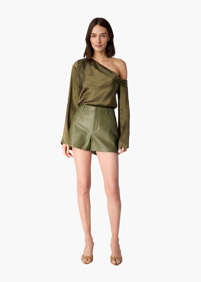 Cami Nyc CELESTE ASYMMETRICAL TOP CAMOUFLAGE BUTTERY SOFT SILK