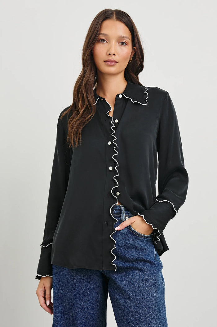 Rails Fia Shirt Black White Piping