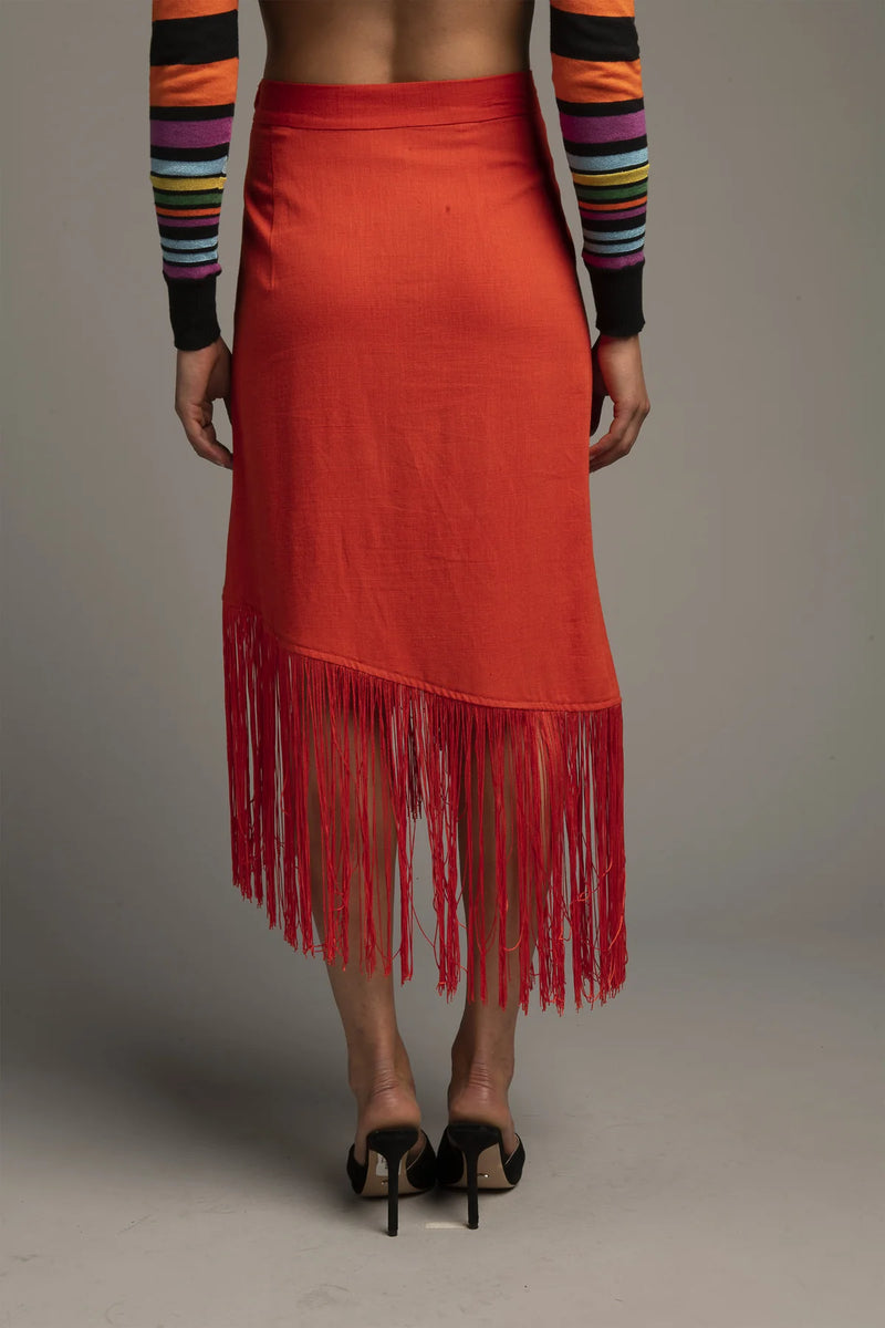 Le Superbe Fringe With Benefits Skirt Terracotta