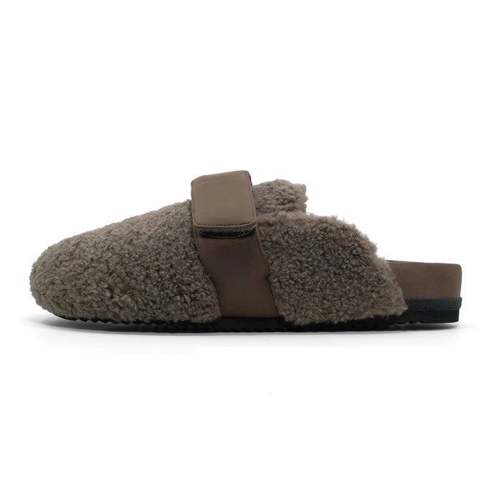 ROAM FUZZY LOAFER MULE FAUX SHEARLING TAUPE or OAT