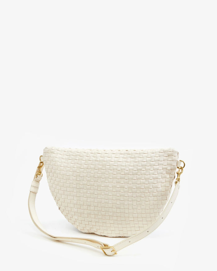 Clare V. Grande Fanny Cream Woven Checker