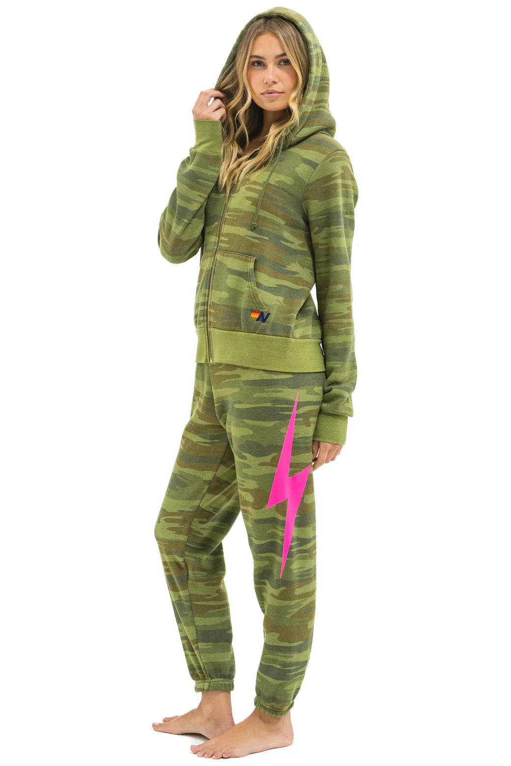 Aviator Nation BOLT HOODIE - CAMO // NEON PINK